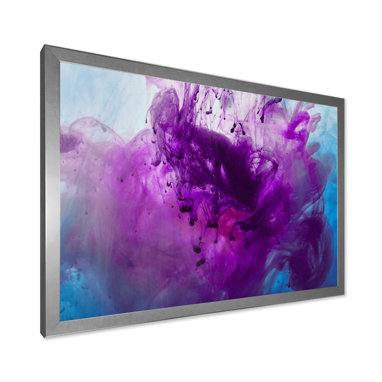 Wrought Studio Purple Blue Mixing Ink Color Modern Canvas Wall Decor